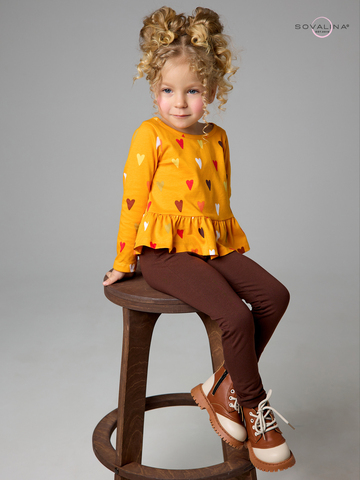 Костюм Алиса SG сердца на горчице-шоколад