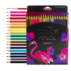 Карандаши цветные акварельные Yalong 18 цв., "Неоновые животные" деревянные, трехгранные, заточенные, кисть, грифель 3.0 мм, картон. уп., европодвес