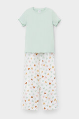 пижама  для девочки  К 1636/дымчатый нефрит,конфетти из сердечек