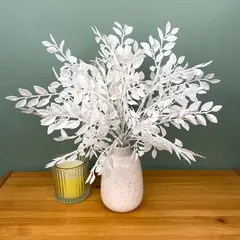 Листья рябины, искусственная зелень, цвет Белый, букет 35 см, набор 2 букета.