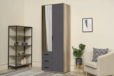 Шкаф 2-х створчатый Вегас ШК-03 дуб каньон / графит