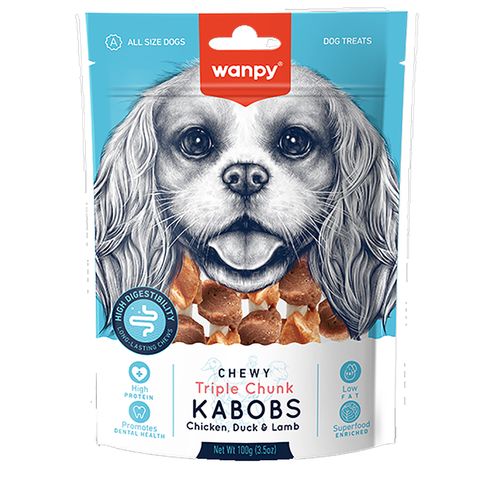 Wanpy Dog Лакомство для собак «мясные шашлычки на жевательной шпажке» 100 г