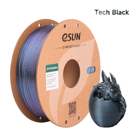 Пластик для 3D-печати eSUN ePLA-Chameleon, 1,75 мм, 1 кг, технический чёрный, EPLA-CHAMELEON-P175TB1
