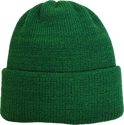 Зимняя шапка бини с отворотом зеленый мелаж