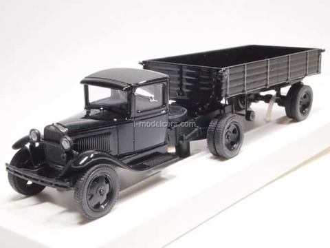 GAZ-AA truck tractor with semitrailer black LOMO-AVM 1:43