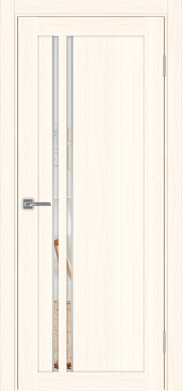 Дверь межкомнатная Оптима Порте Турин 525.121 АПС молдинг SC, цвет светлый ясень, экошпон, зеркало