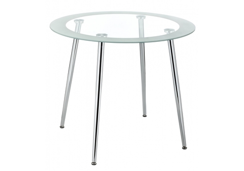 Стеклянный стол кухонный, обеденный, для гостиной Vasko белый 90*90*76 Хромированный металл /Прозрачный