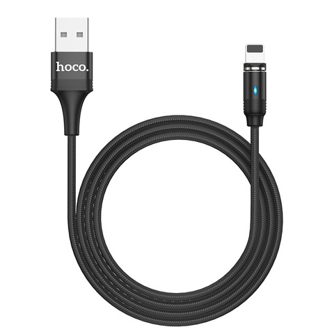 Кабель USB - Lightning 2.4A магнитный Hoco U76 1,2м (120 см) (Черный)