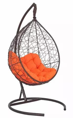 Подвесное кресло-кокон SEVILLA RELAX коричневое, оранжевая подушка (Laura Outdoor)