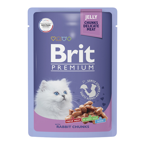 Влажный корм Brit Premium кролик в желе для котят 85 г (Брит Пауч)