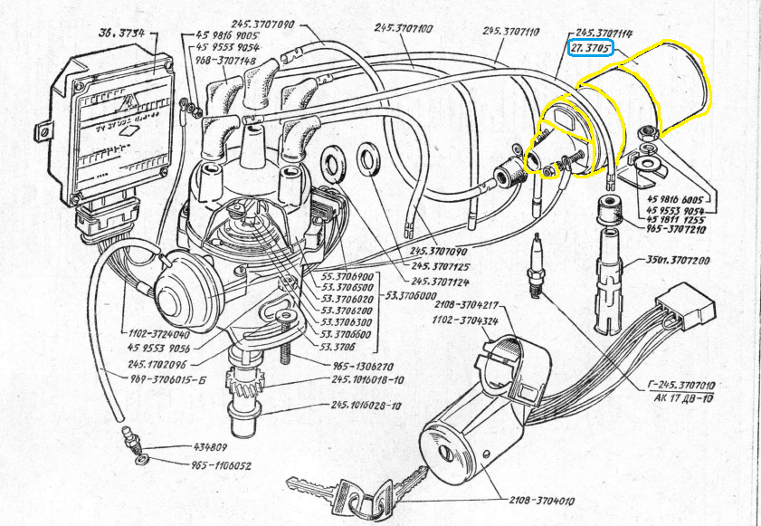 Схема системы зажигания таврия