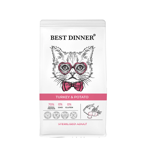 Сухой корм Best Dinner Sterilised Adult Turkey&Potato, для кошек, с индейкой и картофелем, 400 г