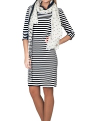 Морской стиль в одежде - Магазин тельняшек.ру 8-800-700-93-18Платье в морском стиле с черной полосой с рукавом 3/4 в Магазине тельняшек