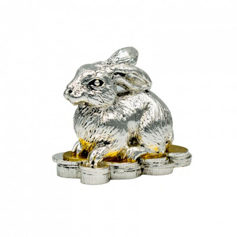 Серебряный кролик на монетах - Символ 2023 года