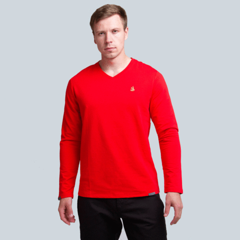 Джемпер красного цвета с V-вырезом (XS/44, S/46, M/48, XL/52, 4XL/58, 5XL/60) – Распродажа