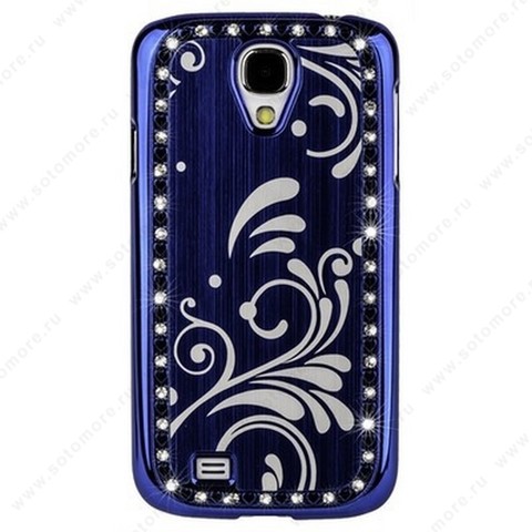 Накладка металлическая для Samsung Galaxy S4 i9500/ i9505 со стразами синяя