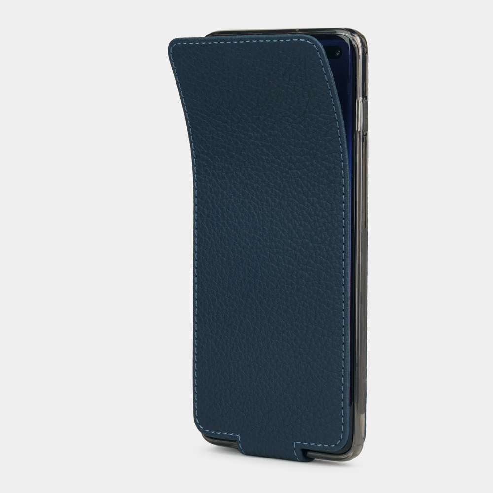 Чехол для Samsung Galaxy S10 Plus из натуральной кожи теленка, цвета синий мат