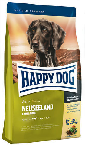 купить Happy Dog Supreme Sensible Adult Neuseeland сухой корм для собак от 11 кг, склонных к пищевым аллергиям и собак с чувствительным пищеварением 4 кг