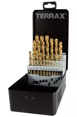 Набор сверл по металлу 1-13мм 25шт DIN338 HSS-G TiN 118° (пл. кейс) Terrax by Ruko A250215TRO