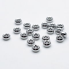 Бусина, цвет серебро (родий), размер 4*2 мм, цена за 10 штук