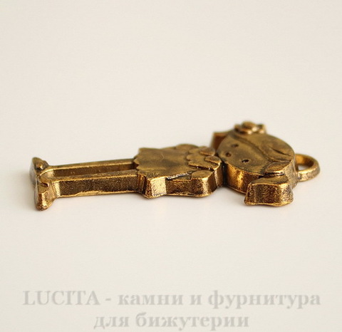 Подвеска "Девочка" (цвет - античное золото темное) 40х25 мм