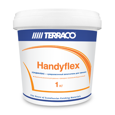 Terraco Handyflex/Террако Хэндифлекс акриловый окрашиваемый заполнитель трещин общего назначения, предназначенный для внутренних и фасадных работ