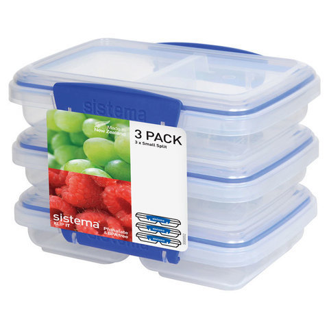 Набор контейнеров двухсекционных 3шт 350 мл Sistema Klip It синий