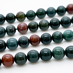 Гелиотроп бусины, диаметр около 6,4 мм, цена за 28-29 шт (1/2 нити)