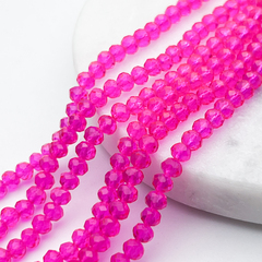 Бусины стекло с огранкой, цвет фуксия, размер 3,5*4 мм, цена за нить 38 см