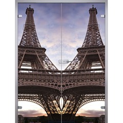 Купить Двустворчатая стеклянная дверь Town триплекс фотопечать