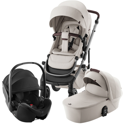 Комплект 3в1 коляска SMILE 5Z LUX|Soft Taupe + BABY-SAFE PRO Space Black