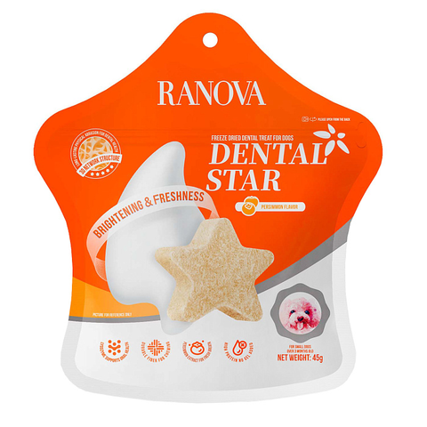 Лакомство Ranova для собак сублимированное Звёздочка для зубов с курицей и хурмой, 45 г