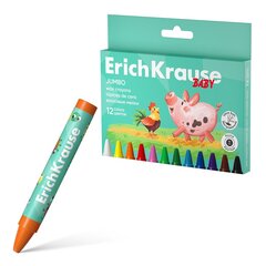 
          Мелки восковые Erich Krause 12 цветов, "Baby Jumbo", утолщенные, круглые, диаметр 11 мм, экстрамягкие, картонная упаковка, европодвес