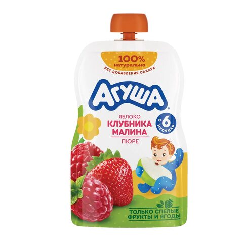 Пюре АГУША клубника-малина д/п 90г