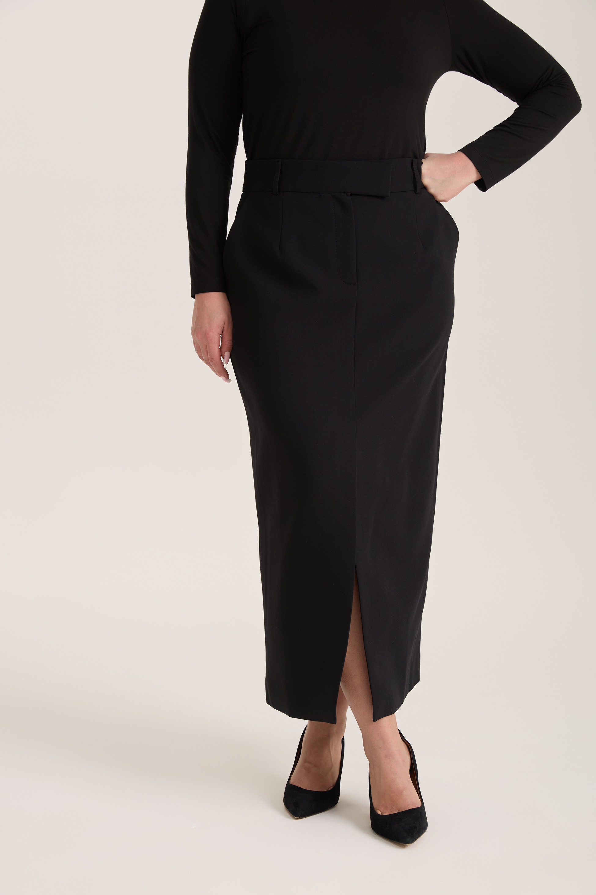 Юбка макси со шлицей спереди, черный