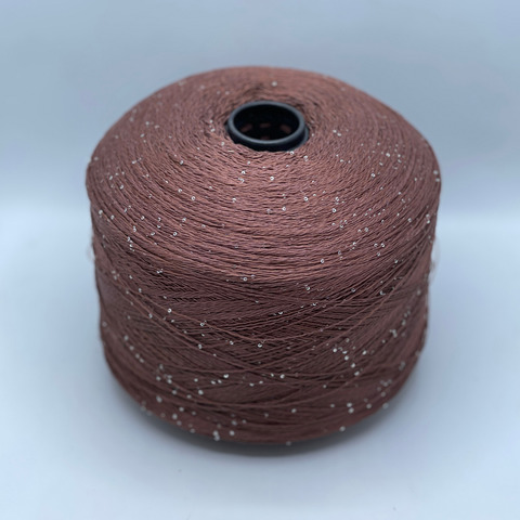 Бобинная пряжа, Linette Pailletes, 450м, 80% Лен, 20% Полиэстер(пайетка),Какао+пайетка.37922