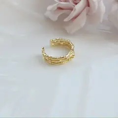 Кольцо с петелькой Бамбук, регулируемое, позолота , Д066