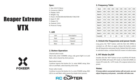 Видеопередатчик FPV Foxeer 5.8G Reaper Extreme V3 5.8 (4.9-6 ГГц) 2.5Вт 80 каналов VTX MR1844