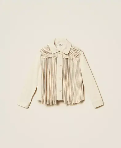 TWINSET Куртка джинсовая с бахромой