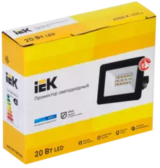 Прожектор СДО 06-20 светодиодный черный IP65 6500 K IEK LPDO601-20-65-K02
