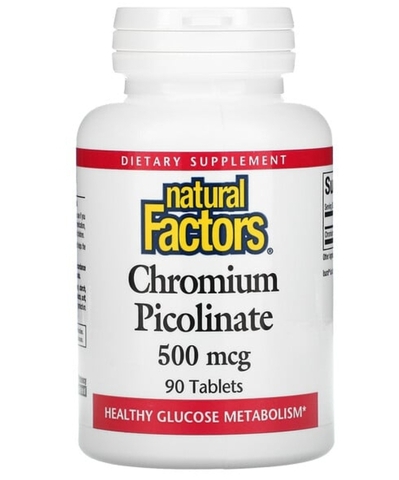 Natural factors, Пиколинат хрома, 500 мкг, 90 таблеток