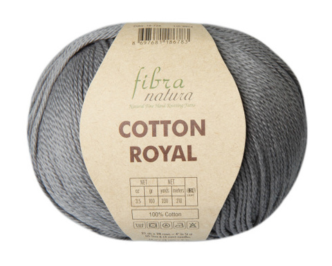 Пряжа Fibra Natura Cotton Royal 724 серый (уп. 5 мотков)