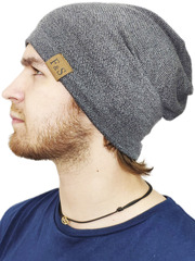 Шапка длинная с подкладкой Skully Loose Knitted Hat grey - 2