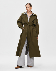 Тренч хаки свободного кроя