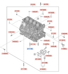 БОЛТ БЛОКА БАЛАНСИРОВОЧНЫХ ВАЛОВ (МАСЛЯНОГО НАСОСА) КОРОТКИЙ THETA 2 2,4 HYUNDAI M9*1,25*103