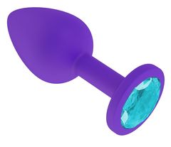 Фиолетовая силиконовая пробка с голубым кристаллом - 7,3 см. - 
