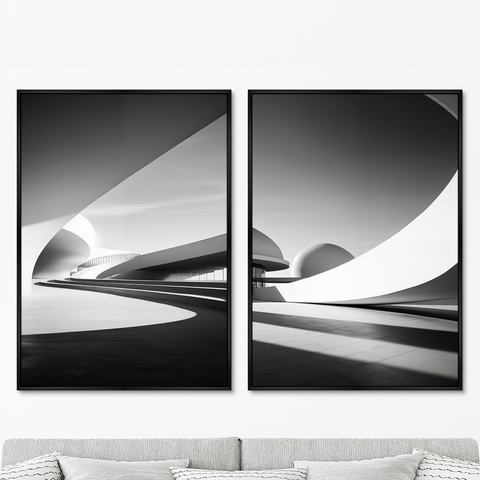 ArtNoMore - Набор из 2-х репродукций картин на холсте Architecture, curves of large arches, 2024г.