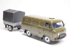 UAZ-3741 (green) with trailer awning Agat Mossar Tantal 1:43