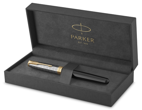 Ручка перьевая Parker Sonnet Premium 2021, F537, Metal & Black Lacquer GT (2119784)