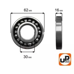 Подшипник шариковый UNITED PARTS 6206 (90-0462)